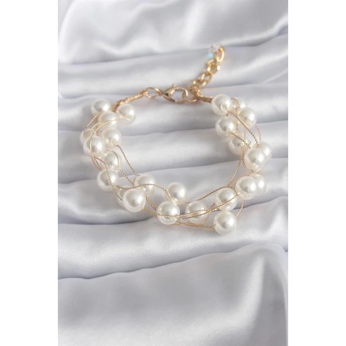 Gold Renk İnci Model Kadın Bileklik