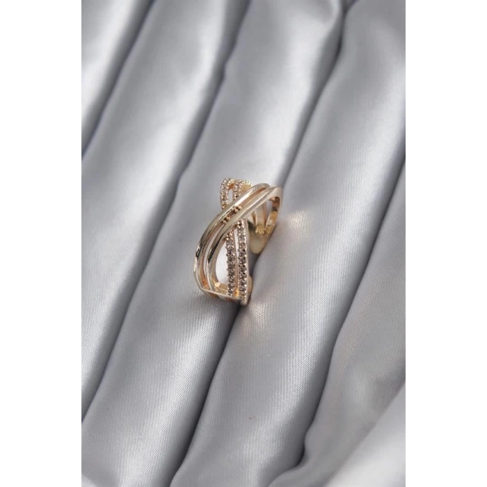 Gold Renk Zirkon Taşlı Kadın Yüzük