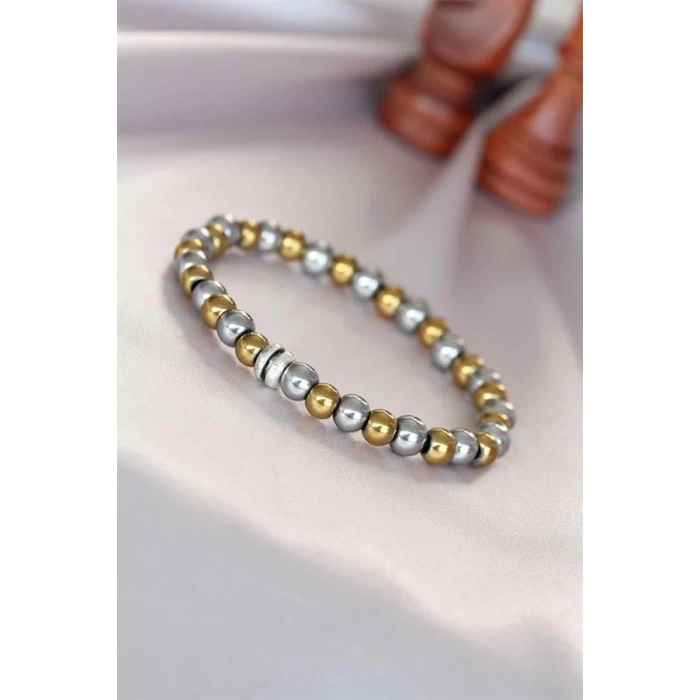 Hematit Silver Gold Renk Doğal Taş Erkek Bileklik