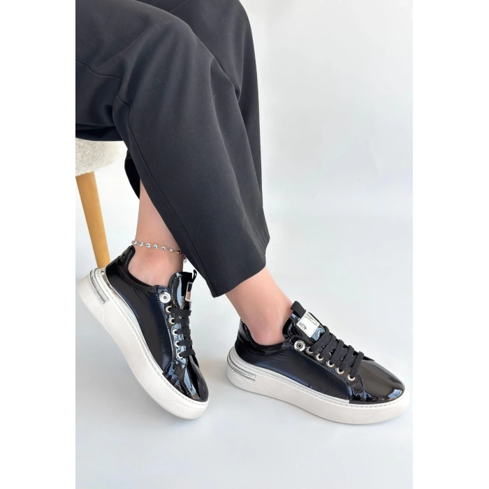 Hley Siyah Rugan Paraşüt Detaylı Bağcıklı Spor Ayakkabı