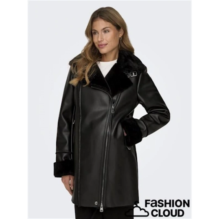 İçi Polarlı Deri Görünümlü Kadın Parka