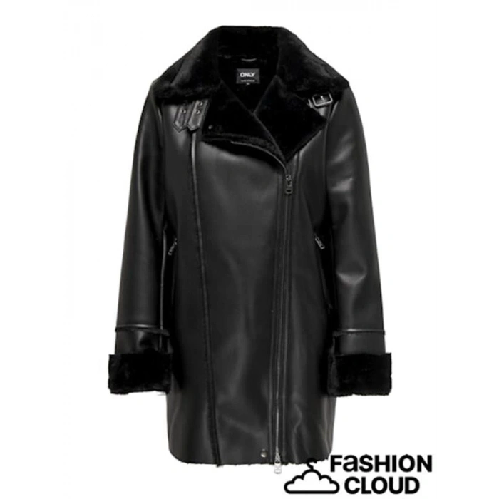 İçi Polarlı Deri Görünümlü Kadın Parka