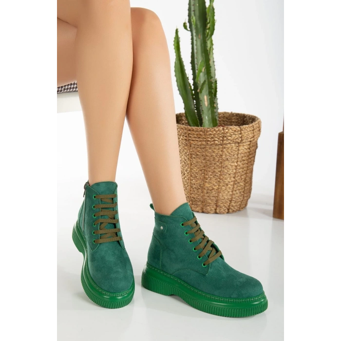 Jiwa Yeşil Süet Bağcıklı Bot