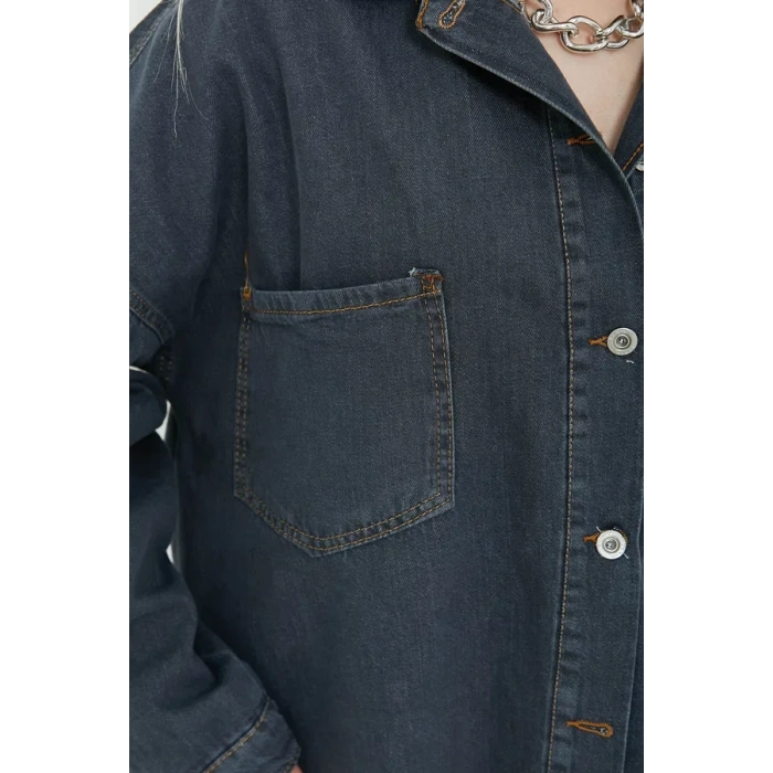 Kadın Çift Cepli Püskül Detay Kot Ceket