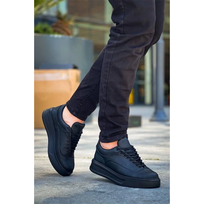 Kb-005 Kuback Siyah Cilt Siyah Taban  Bağcıklı  Günlük Erkek  Ayakkabı