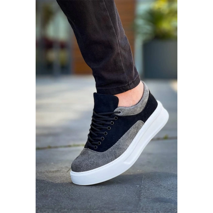 Kb-005 Kuback Siyah Gri Süet Bağcıklı  Günlük Erkek  Ayakkabı