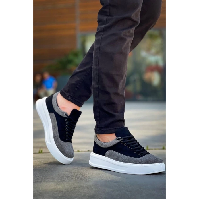 Kb-005 Kuback Siyah Gri Süet Bağcıklı  Günlük Erkek  Ayakkabı