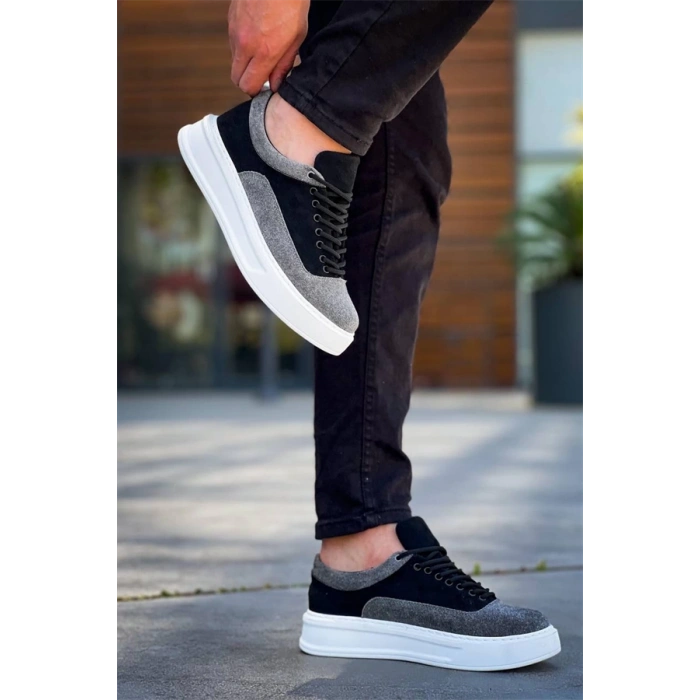 Kb-005 Kuback Siyah Gri Süet Bağcıklı  Günlük Erkek  Ayakkabı