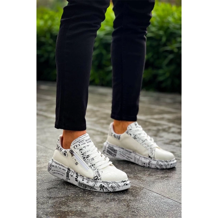 Kb-02  Kuback Bağcıklı Crocodile Beyaz Gazete Günlük Erkek Ayakkabı