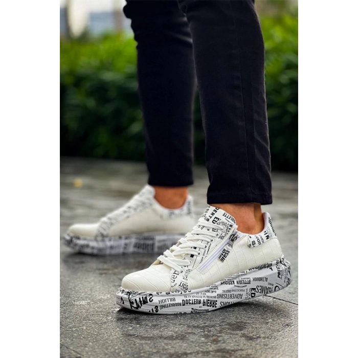 Kb-02  Kuback Bağcıklı Crocodile Beyaz Gazete Günlük Erkek Ayakkabı