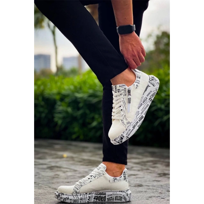 Kb-02  Kuback Bağcıklı Crocodile Beyaz Gazete Günlük Erkek Ayakkabı