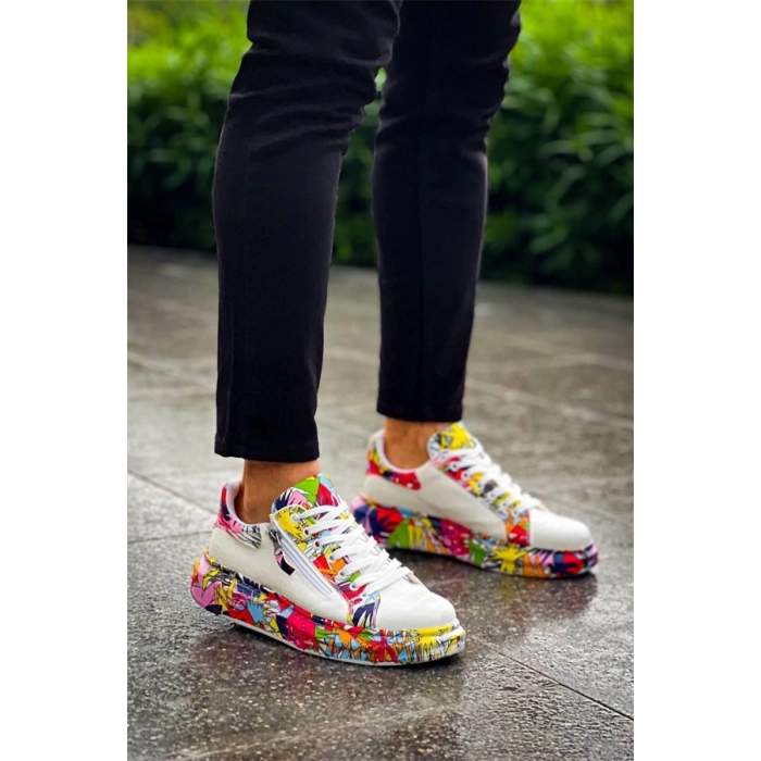 Kb-02  Kuback Bağcıklı Crocodile Beyaz Kırmızı Günlük Erkek Ayakkabı