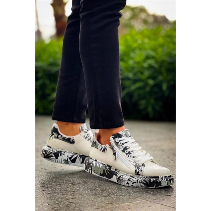 Kb-02  Kuback Bağcıklı Crocodile Beyaz Siyah Günlük Erkek Ayakkabı