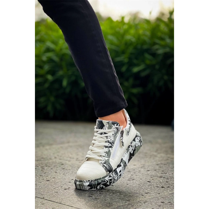 Kb-02  Kuback Bağcıklı Crocodile Beyaz Siyah Günlük Erkek Ayakkabı