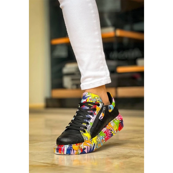 Kb-02  Kuback Bağcıklı Crocodile Siyah Kırmızı Günlük Erkek Ayakkabı