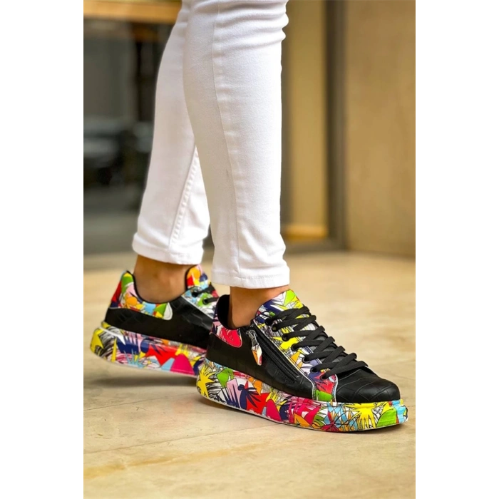 Kb-02  Kuback Bağcıklı Crocodile Siyah Kırmızı Günlük Erkek Ayakkabı