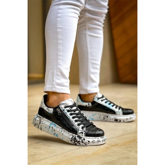 Kb-02  Kuback Bağcıklı Crocodile Siyah Mavi Günlük Erkek Ayakkabı