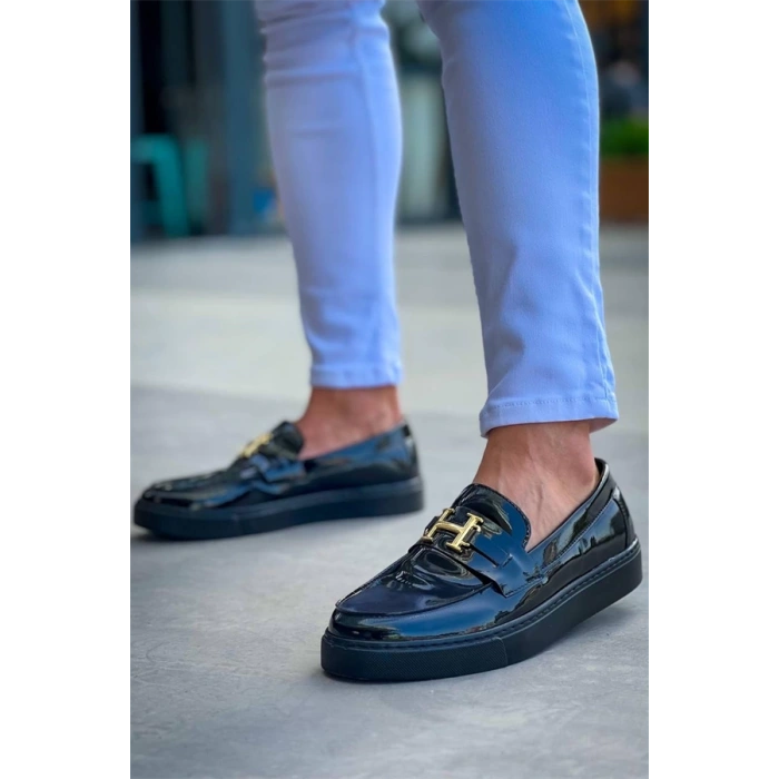 Kb-027  Kuback  Bağcıksız Kömür Rugan H Günlük Erkek Ayakkabı