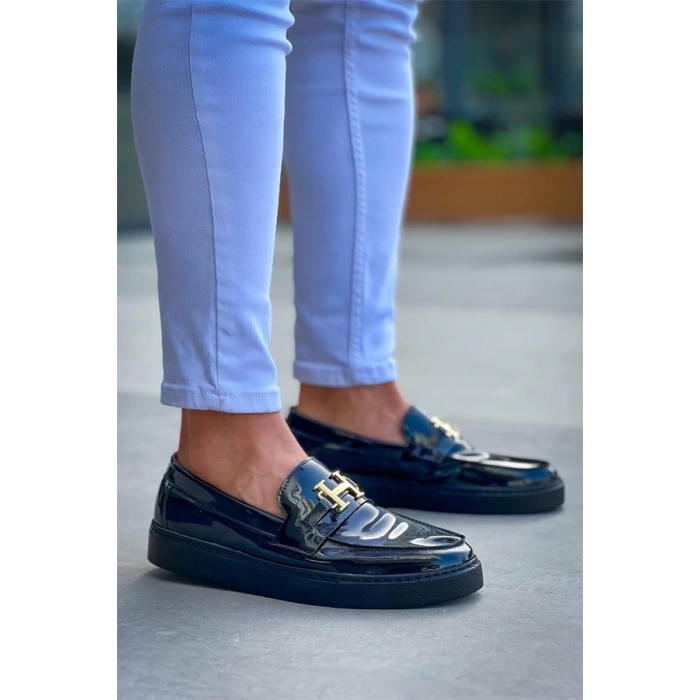 Kb-027  Kuback  Bağcıksız Kömür Rugan H Günlük Erkek Ayakkabı