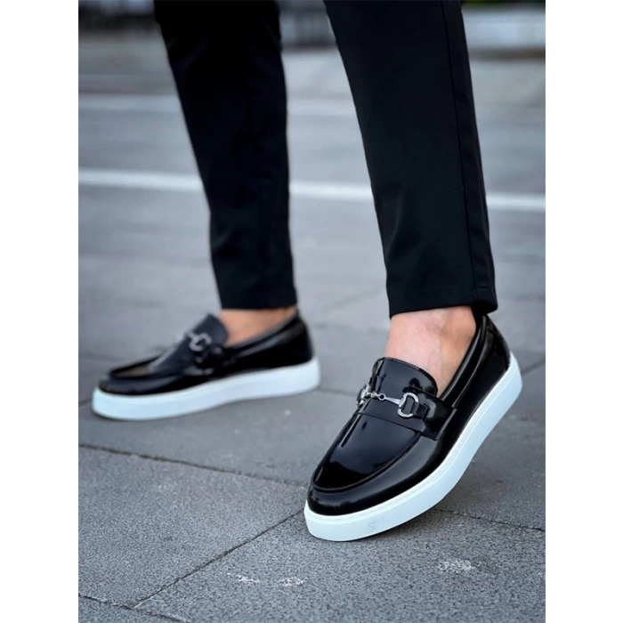 Kb-027  Kuback Bağcıksız Siyah Rugan G Günlük Erkek Ayakkabı