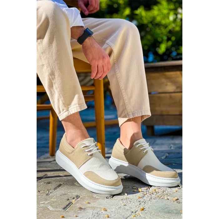 Kb-042  Kuback Bağcıklı Bej Günlük Erkek Ayakkabı