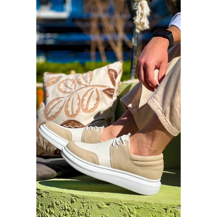 Kb-042  Kuback Bağcıklı Bej Günlük Erkek Ayakkabı