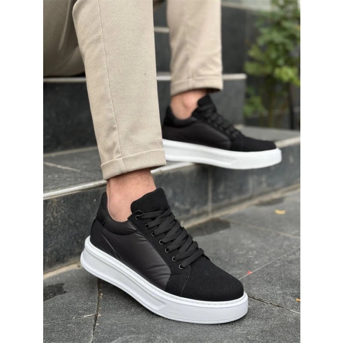 Kb-046 Kuback Siyah Paraşüt Beyaz Yüksek Taban Günlük Spor Ayakkabı