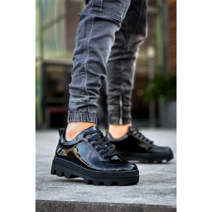 Kb-056 Kuback Siyah Rugan Siyah Yüksek Taban Günlük Spor Ayakkabı