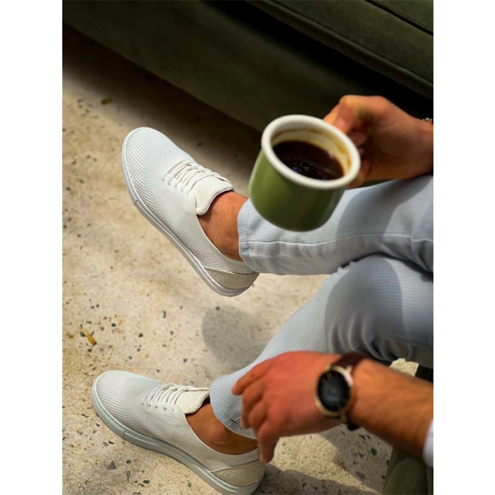 KB-101 Kuback Beyaz Triko Bağcıklı Günlük Erkek Ayakkabı