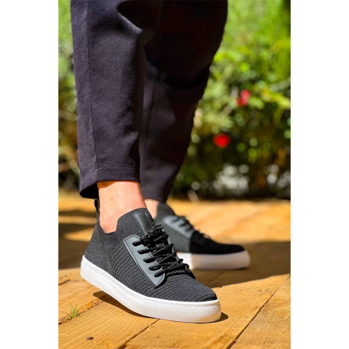 Kb-110  Kuback Back Siyah Triko Yüksek Taban Bağcıklı Günlük Erkek Ayakkabı