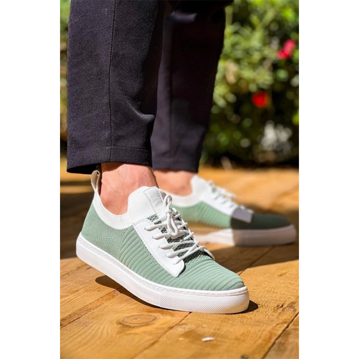 Kb-110  Kuback Yeşil Triko Yüksek Taban Bağcıklı Günlük Erkek Ayakkabı