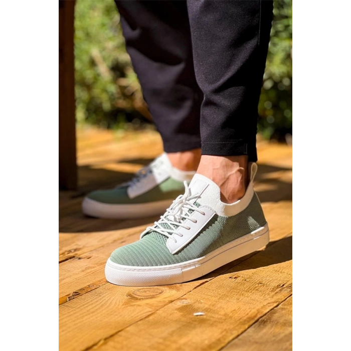 Kb-110  Kuback Yeşil Triko Yüksek Taban Bağcıklı Günlük Erkek Ayakkabı