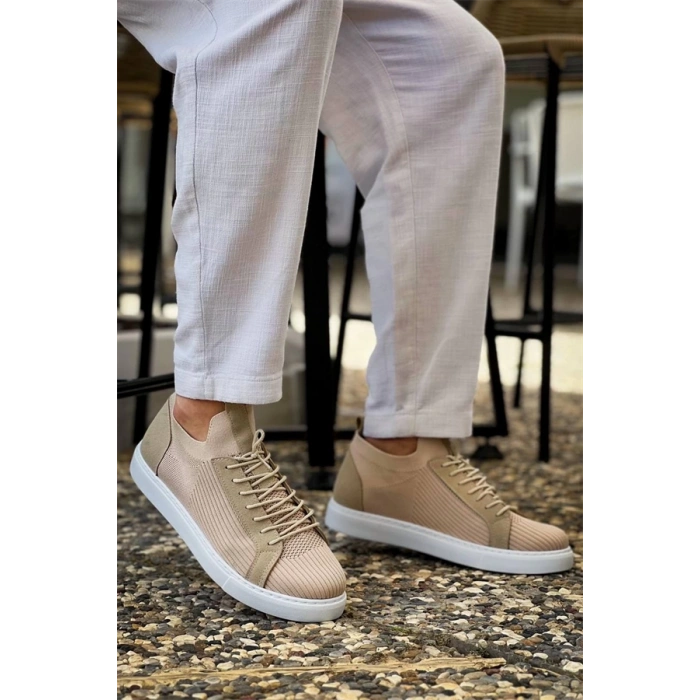 Kb-112   Kuback Bej Triko Bağcıklı  Günlük Erkek  Ayakkabı