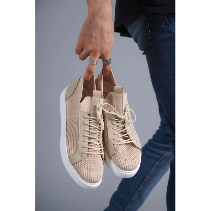 Kb-112   Kuback Bej Triko Bağcıklı  Günlük Erkek  Ayakkabı