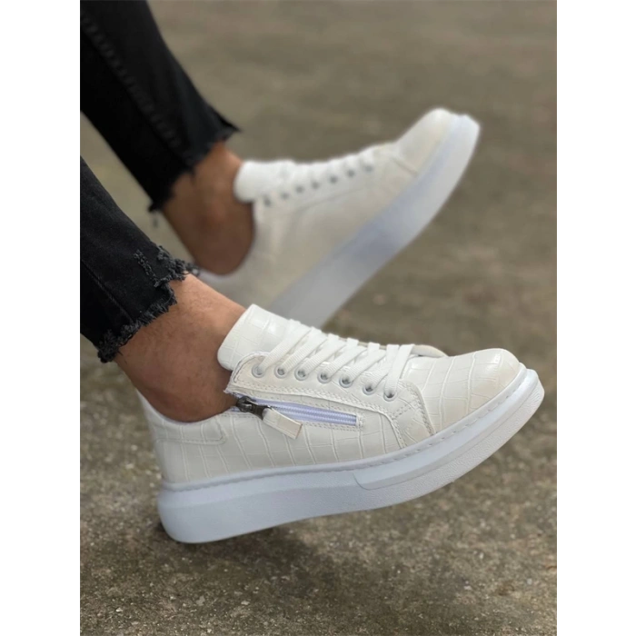 Kb-309  Kuback Beyaz Fermuar Ve Bağcıklı  Günlük Erkek  Ayakkabı