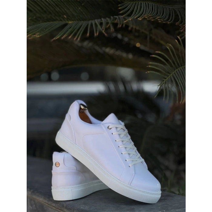 Kb-Bx1  Kuback Beyaz Cilt Yüksek Beyaz Taban Günlük Erkek Ayakkabı