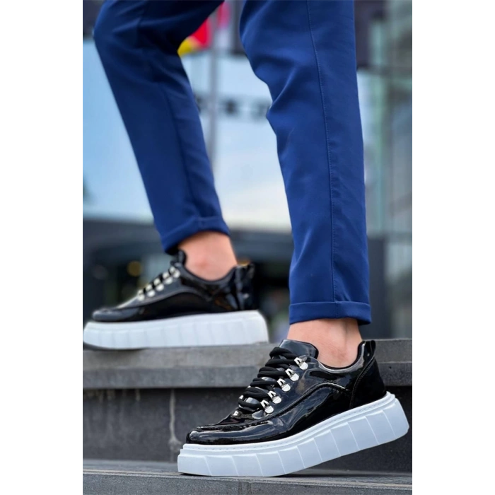 KB-X10 Kuback Siyah Rugan Beyaz Yüksek Taban Günlük Spor Ayakkabı