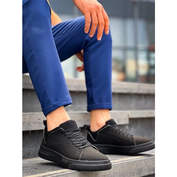 KB-X204 Kuback Siyah Keten Siyah Yüksek Taban Günlük Erkek Spor Ayakkabı