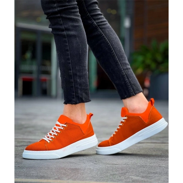 KB-X204 Kuback Turuncu Keten Beyaz Yüksek Taban Günlük Erkek Spor Ayakkabı