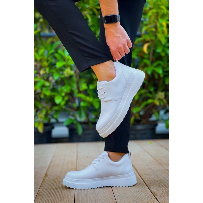 Kb-X3  Kuback Beyaz Cilt Bağcıklı  Günlük Erkek  Ayakkabı