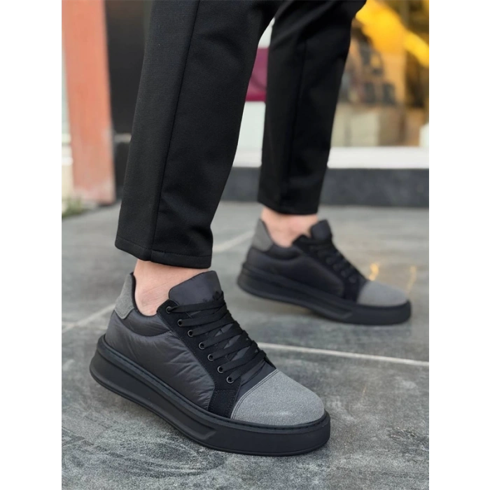 KB-X46 Kuback Siyah Gri Yüksek Siyah Taban Günlük Spor Ayakkabı
