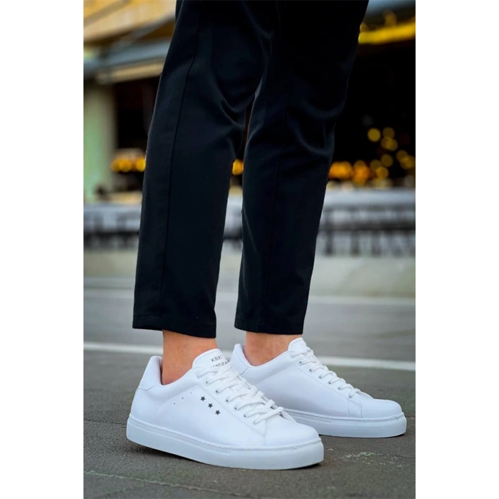 Kb-X7  Kuback Beyaz Yüksek Taban Bağcıklı Günlük Erkek Ayakkabı