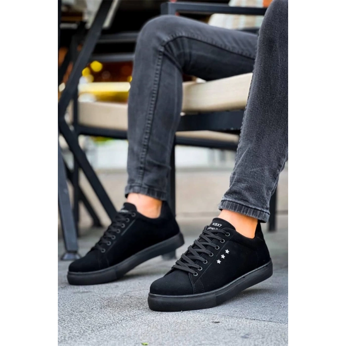 Kb-X7  Kuback Siyah Süet Yüksek Siyah Taban Bağcıklı Günlük Erkek Ayakkabı
