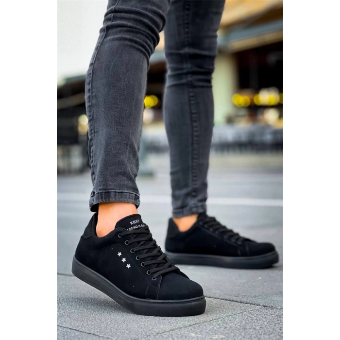 Kb-X7  Kuback Siyah Süet Yüksek Siyah Taban Bağcıklı Günlük Erkek Ayakkabı