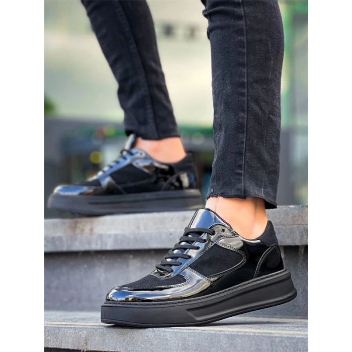 KB-X8 Kuback Siyah Rugan Yüksek Siyah Taban Günlük Spor Ayakkabı