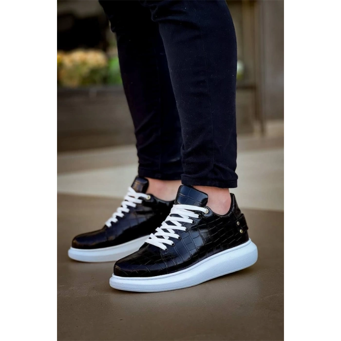 Kb047  Kuback Siyah Crocodile Günlük Erkek  Ayakkabı