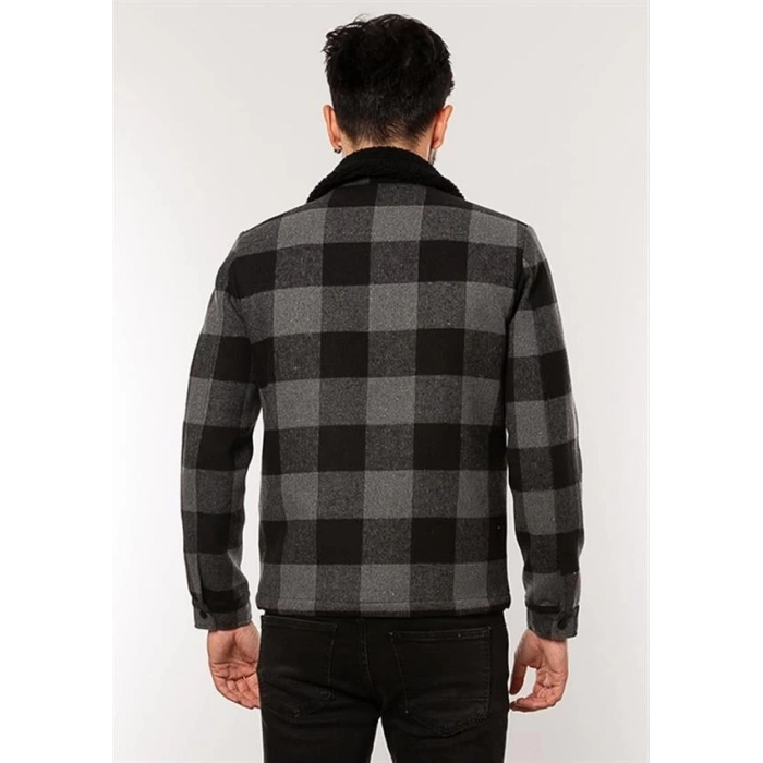 Kürklü Yaka Ekose Ceket