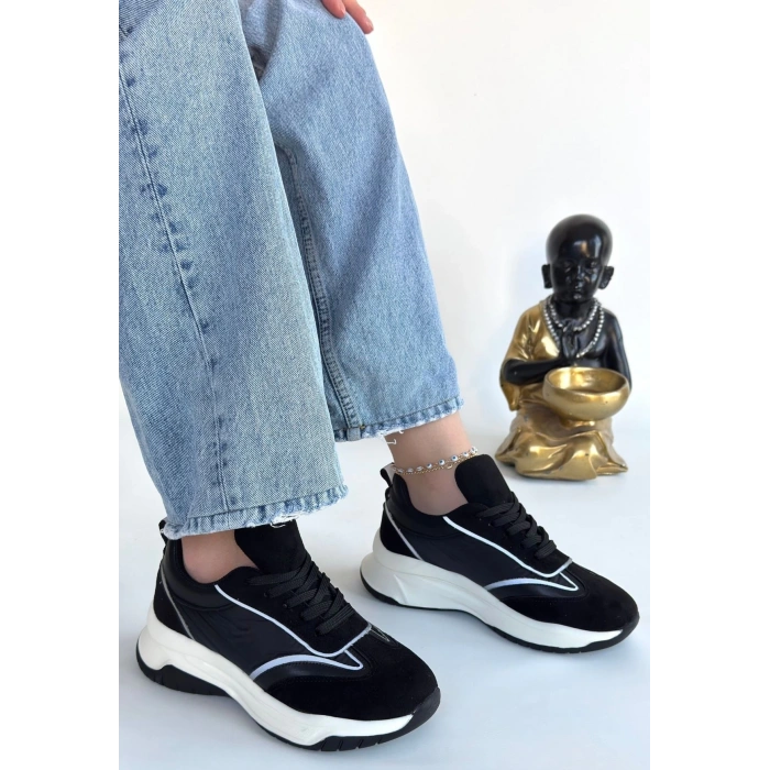 Lemda Siyah Süet Bağcıklı Spor Ayakkabı