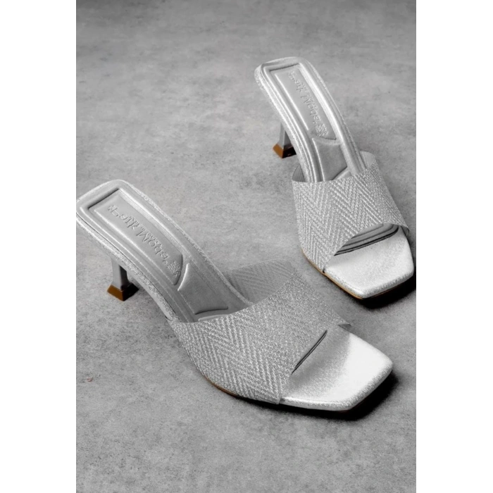 Luart Platin Simli Topuklu Terlik