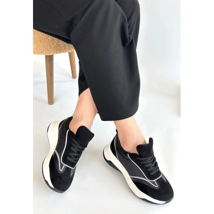 Mark Siyah Cilt Bağcıklı Spor Ayakkabı